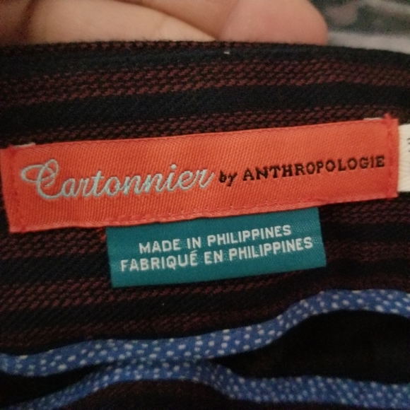 CARTONNIER | Anthro striped high waist pleated cropped belted trouser pants - Picture 5 of 10